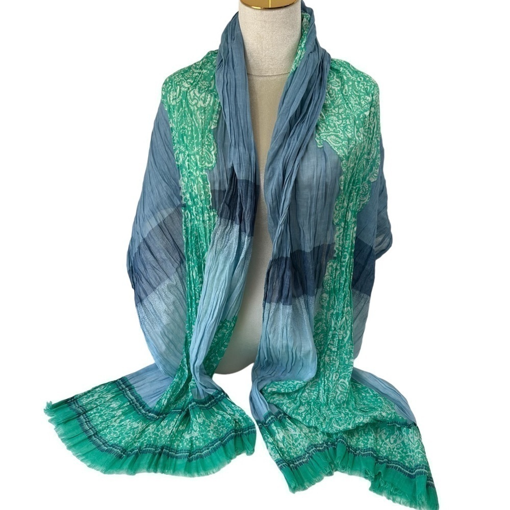 Aqua Blue Oversized Scrunchie Scarf Wrap Sarong